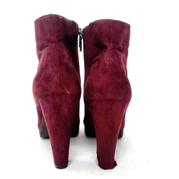Chunky Platform Heel Faux Suede Ankle Booties - 9 - Picture 8 of 13
